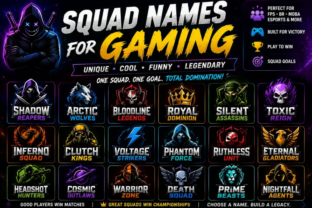 300+ Squad Name for Gaming: Cool, Funny & Unique Ideas